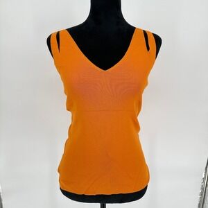 Dué Per Dué Marigold Orange Knit Sleeveless Stretchy Tank Top Women's Small